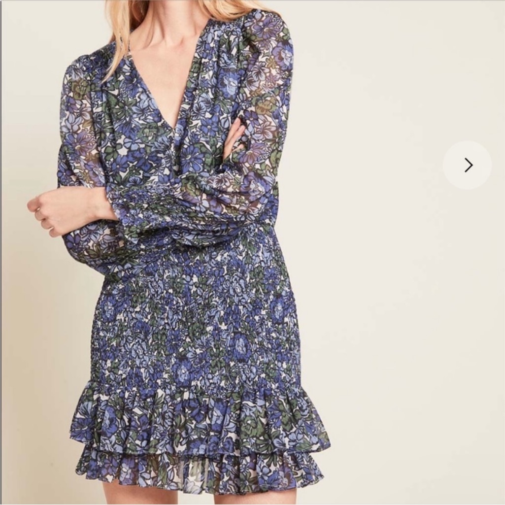 Veronica Beard Blue And Green Floral Mini Dress